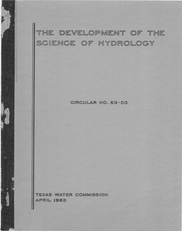 The Development of the Science of Hydrology (1963)