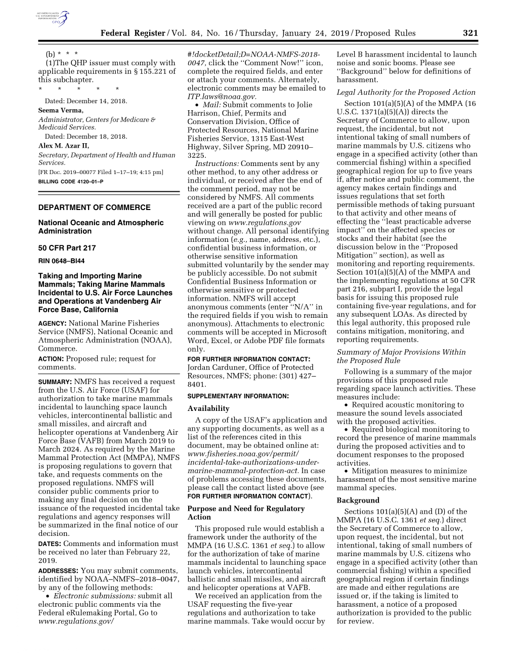 Federal Register/Vol. 84, No. 16/Thursday, January 24, 2019