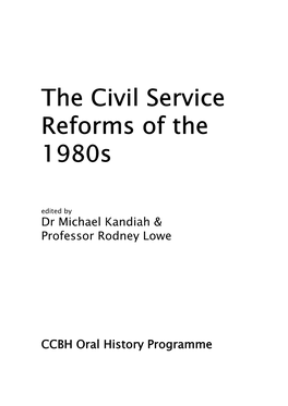 The Civil Service Reforms of the 1980S
