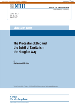 The Protestant Ethic and the Spirit of Capitalism the Haugian Way