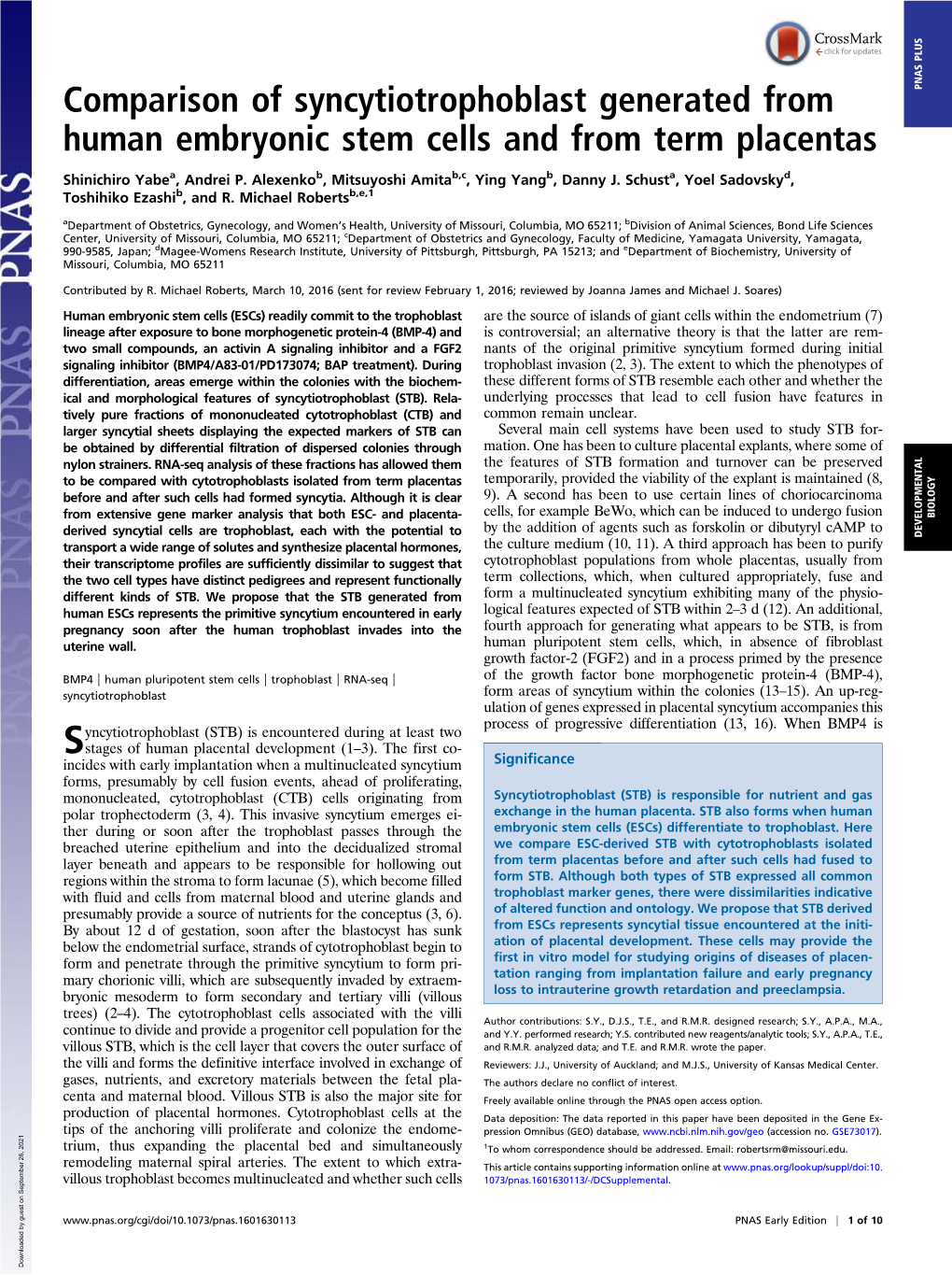 Comparison of Syncytiotrophoblast Generated from Human Embryonic