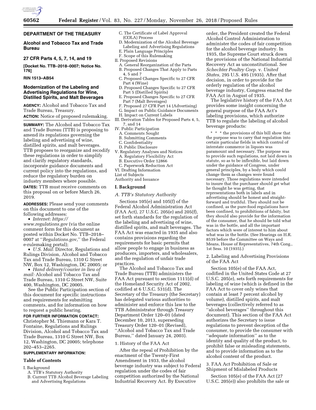 Federal Register/Vol. 83, No. 227/Monday, November 26, 2018