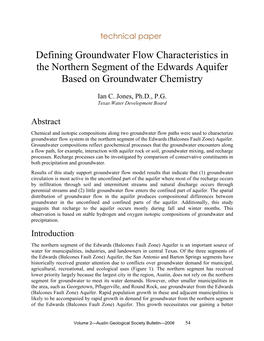 Defining Groundwater Flow Characteristics in the Northern Segment of the Edwards Aquifer Based on Groundwater Chemistry