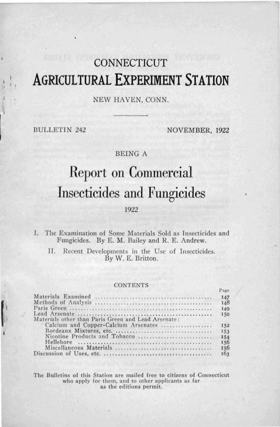 Report on Commercial Insecticides and Fungicides. I. the Examination