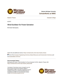 Wind Oscillator for Power Genration