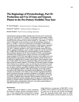 Production and Use of Lime and Gypsum Plaster in the Pre-Pottery Neolithic Near East