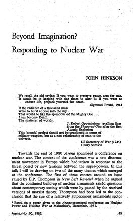 Beyond Imagination? Responding to Nuclear War