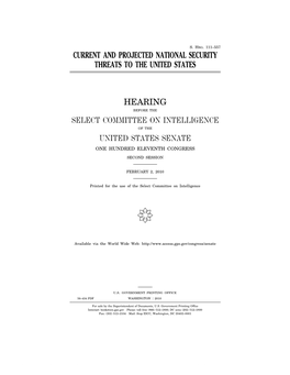 Current and Projected National Security Threats to the United States