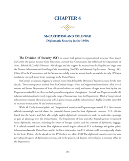 CHAPTER 4 Mccarthyism and COLD WAR: Diplomatic Security in the 1950S