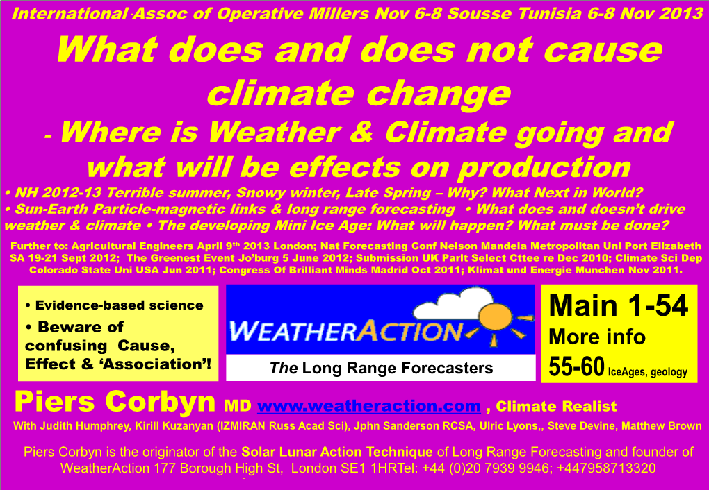 What Does and Does Not Cause Climate Change. Where Is Weather and Climate Going and What