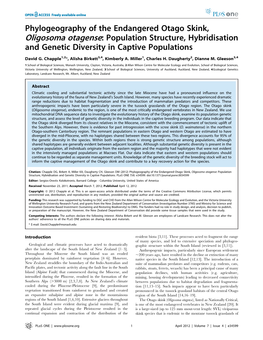 Phylogeography of the Endangered Otago Skink, Oligosoma Otagense: Population Structure, Hybridisation and Genetic Diversity in Captive Populations