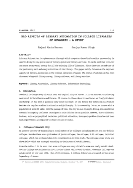 Hrd Aspects of Library Automation in College Libraries of Guwahati : a Study