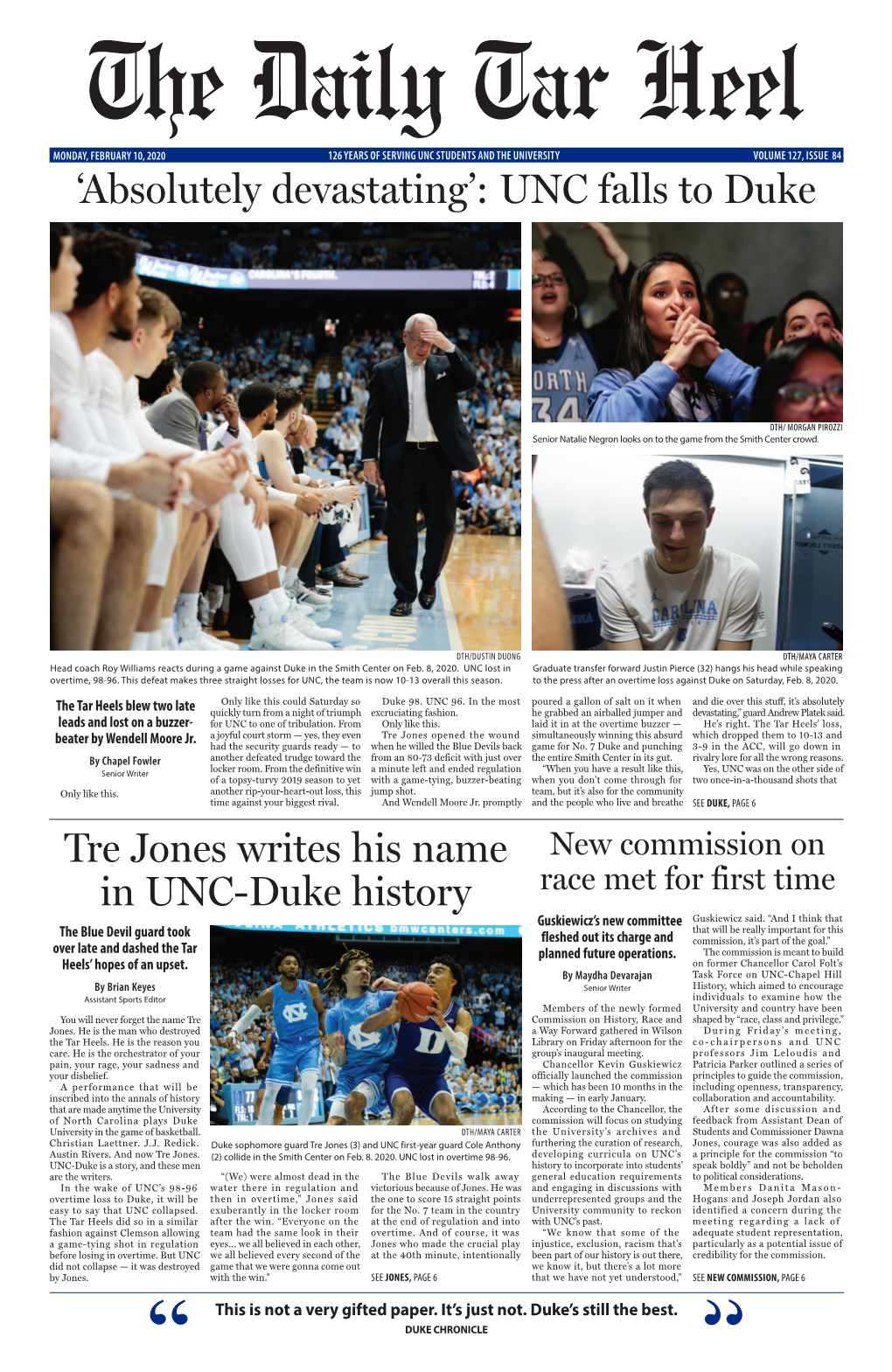 'Absolutely Devastating': UNC Falls to Duke Tre Jones Writes His Name In