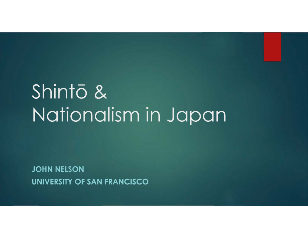 Shintō & Nationalism in Japan