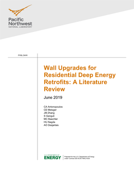 Wall Upgrades for Residential Deep Energy Retrofits: a Literature Review June 2019