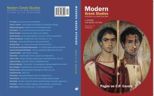 Modern Greek Studies STUDIES GREEK MODERN AUSTRALIA & NEW ZEALAND Modern Volume 11–12 2003/2004 Greek Studies AUSTRALIA & NEW ZEALAND