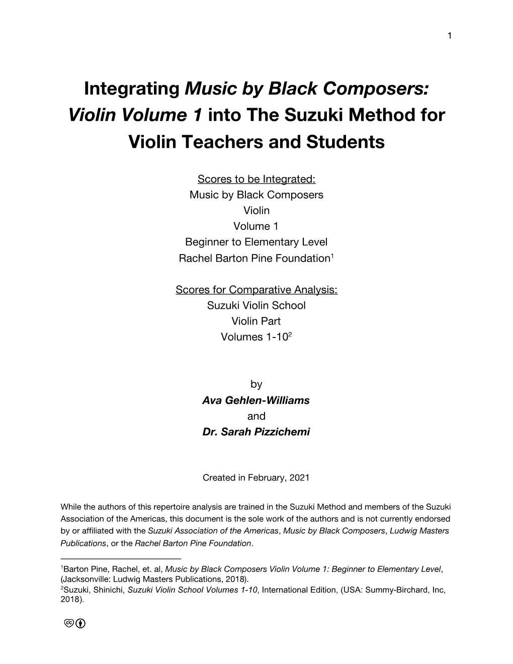 Integrating​ Music by Black Composers: Violin Volume 1​ Into