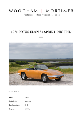 1971 Lotus Elan S4 Sprint Dhc Rhd