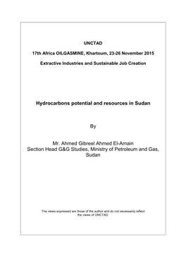 Hydrocarbons Potential and Resources in Sudan