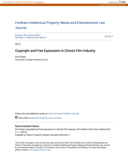 Copyright and Free Expression in China's Film Industry