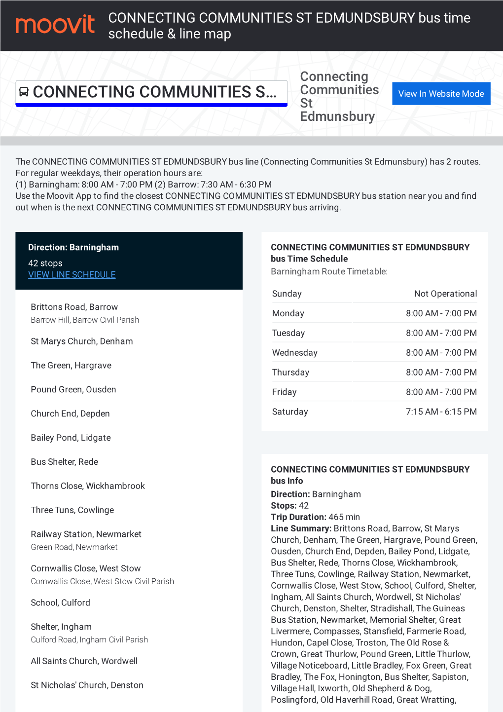 CONNECTING COMMUNITIES ST EDMUNDSBURY Bus Time Schedule & Line Map