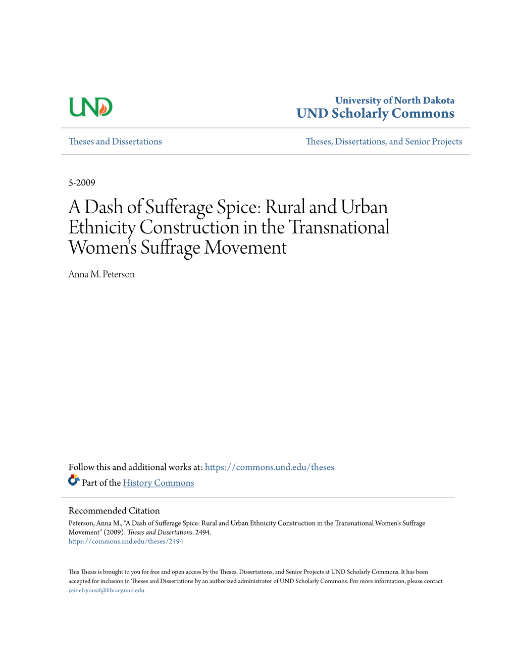 Rural and Urban Ethnicity Construction in the Transnational Women's Suffrage Movement Anna M