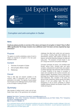 Summary Corruption and Anti-Corruption in Sudan