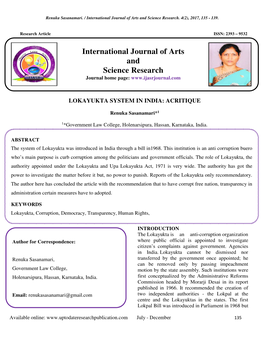 Lokayukta System in India Acritique