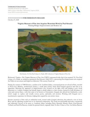Virginia Museum of Fine Arts Acquires Watershed Work by Paul Sérusier Painting Bridges Impressionism and Modern Art