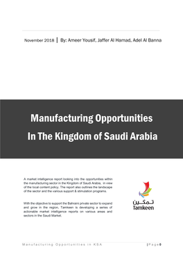 Manufacturing Opportunities in the Kingdom of Saudi Arabia