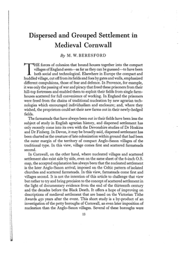 Dispersed and Grouped Settlement in Medieval Cornwall