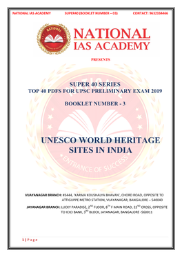 Super 40 – UNESCO WORLD HERITAGE SITES in INDIA