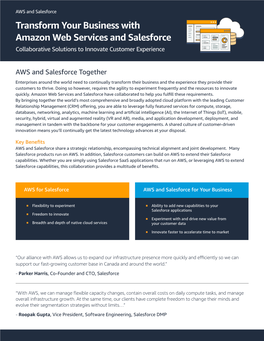Transform Your Business with Amazon Web Services and Salesforce Collaborative Solutions to Innovate Customer Experience