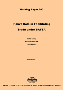 India's Role in Facilitating Trade Under SAFTA