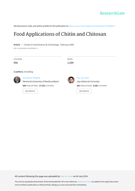 Food Applications of Chitin and Chitosan
