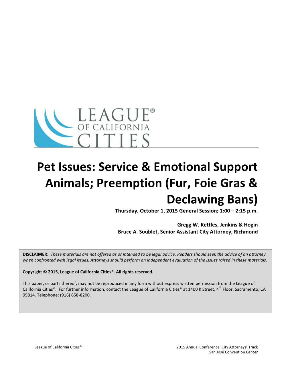 Preemption (Fur, Foie Gras & Declawing Bans)