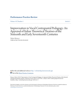 Improvisation in Vocal Contrapuntal Pedagogy