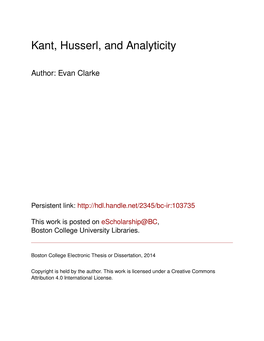 Kant, Husserl, and Analyticity