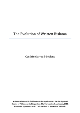 The Evolution of Written Bislama