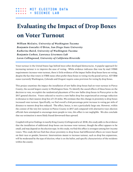 Evaluating the Impact of Drop Boxes on Voter Turnout