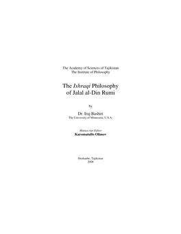 The Ishraqi Philosophy of Jalal Al-Din Rumi