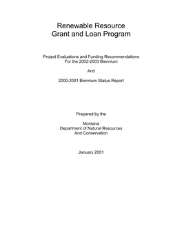 Renewable Resource Grant & Loan Program