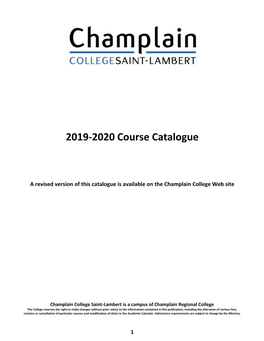 2019-2020 Course Catalogue