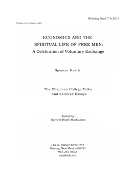 Economics and the Spiritual Life of Free Men