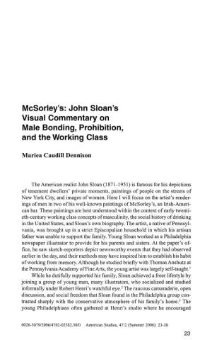 Mcsorley's: John Sloan's Visual Commentary on Male Bonding, Prohibition, and the Working Class