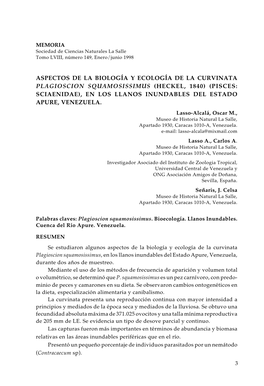 Aspectos De La Biología Y Ecología De La Curvinata