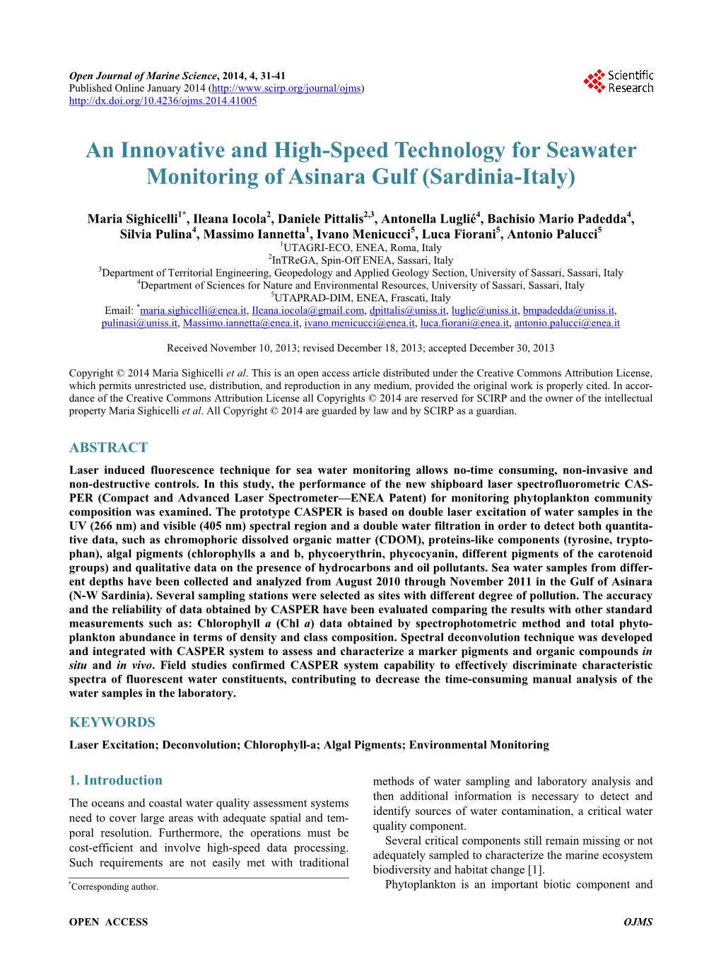 An Innovative and High-Speed Technology for Seawater Monitoring of Asinara Gulf (Sardinia-Italy)