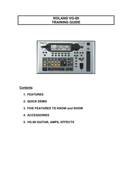 Roland Vg-99 Training Guide