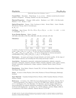 Playfairite Pb16sb18s43 C 2001-2005 Mineral Data Publishing, Version 1