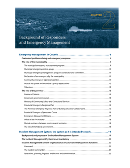 Background of Responders and Emergency Management